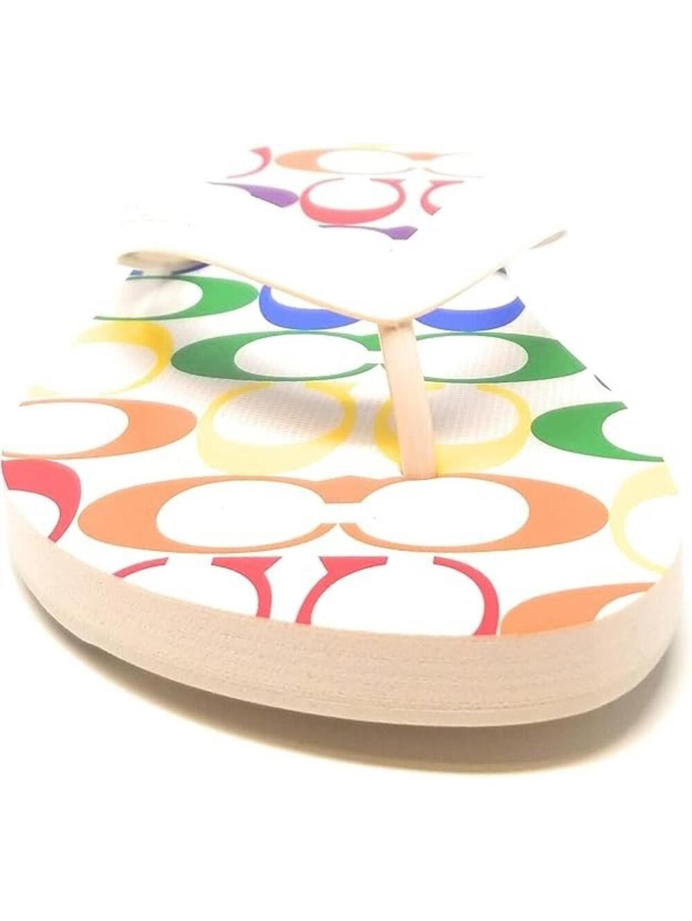 COACH Women's Zak Flip Flops Signature Rainbow Pride Thong Sandals Size 10 NEW - Picture 5 of 5